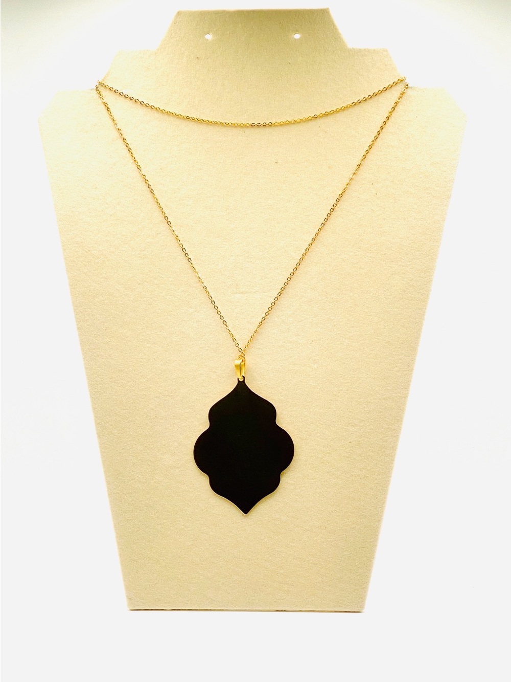 Plunder Design Gold Long Chain Arabesque Quatrefoil Pendant Necklace